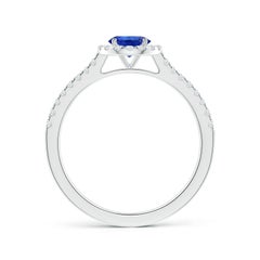 Angara natürlichen GIA zertifiziert blauer Saphir Halo-Ring mit Diamant in 14k Gold