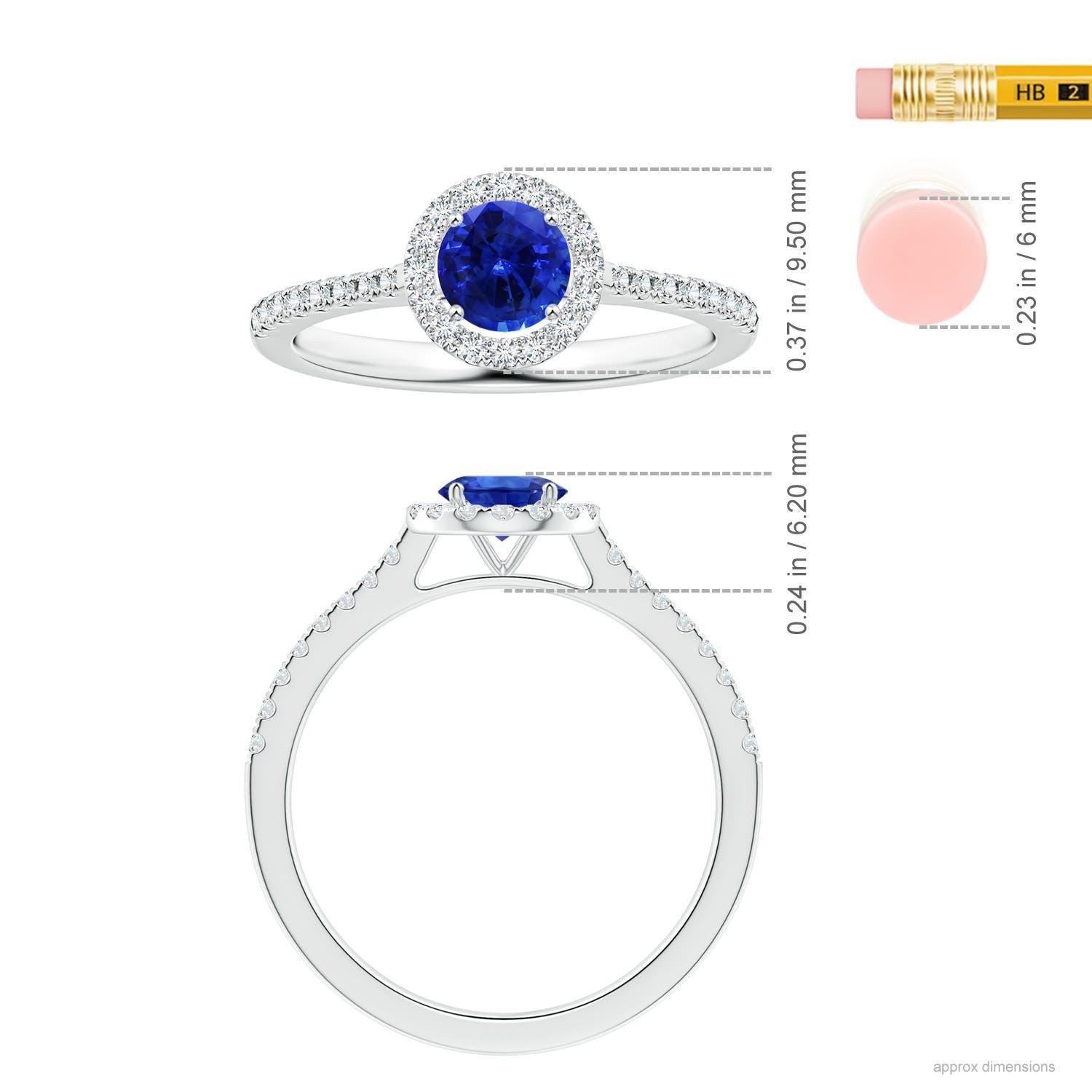 Angara natürlichen GIA zertifiziert blauer Saphir Halo-Ring mit Diamant in 14k Gold Damen im Angebot