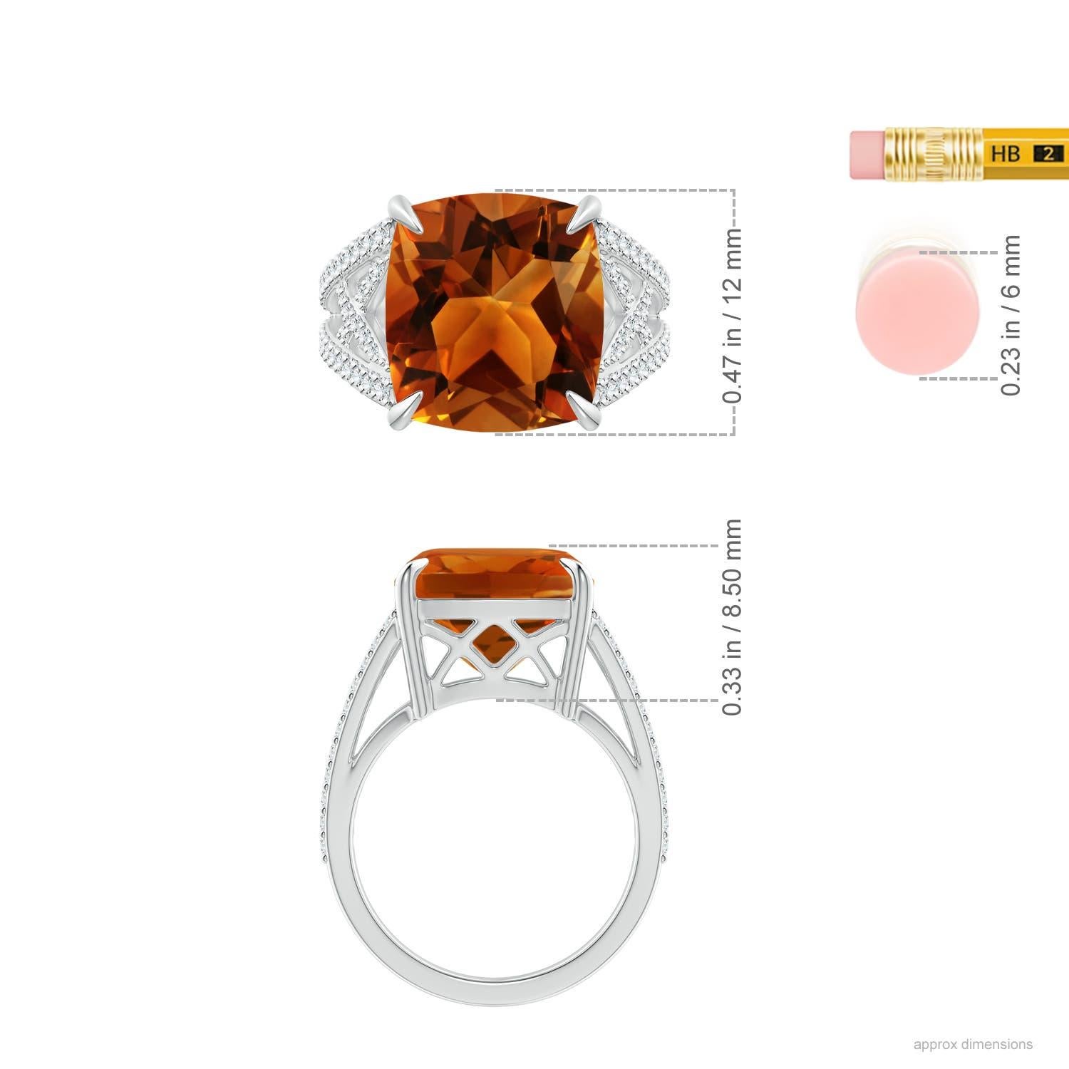 Bague en or 14K avec citrine coussin classique certifiée GIA de 6,29 ct Angara Nature Neuf - En vente à Los Angeles, CA