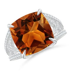 Angara Natural GIA Certified Classic Cushion 6.29 ct Citrine Ring in 14K Gold