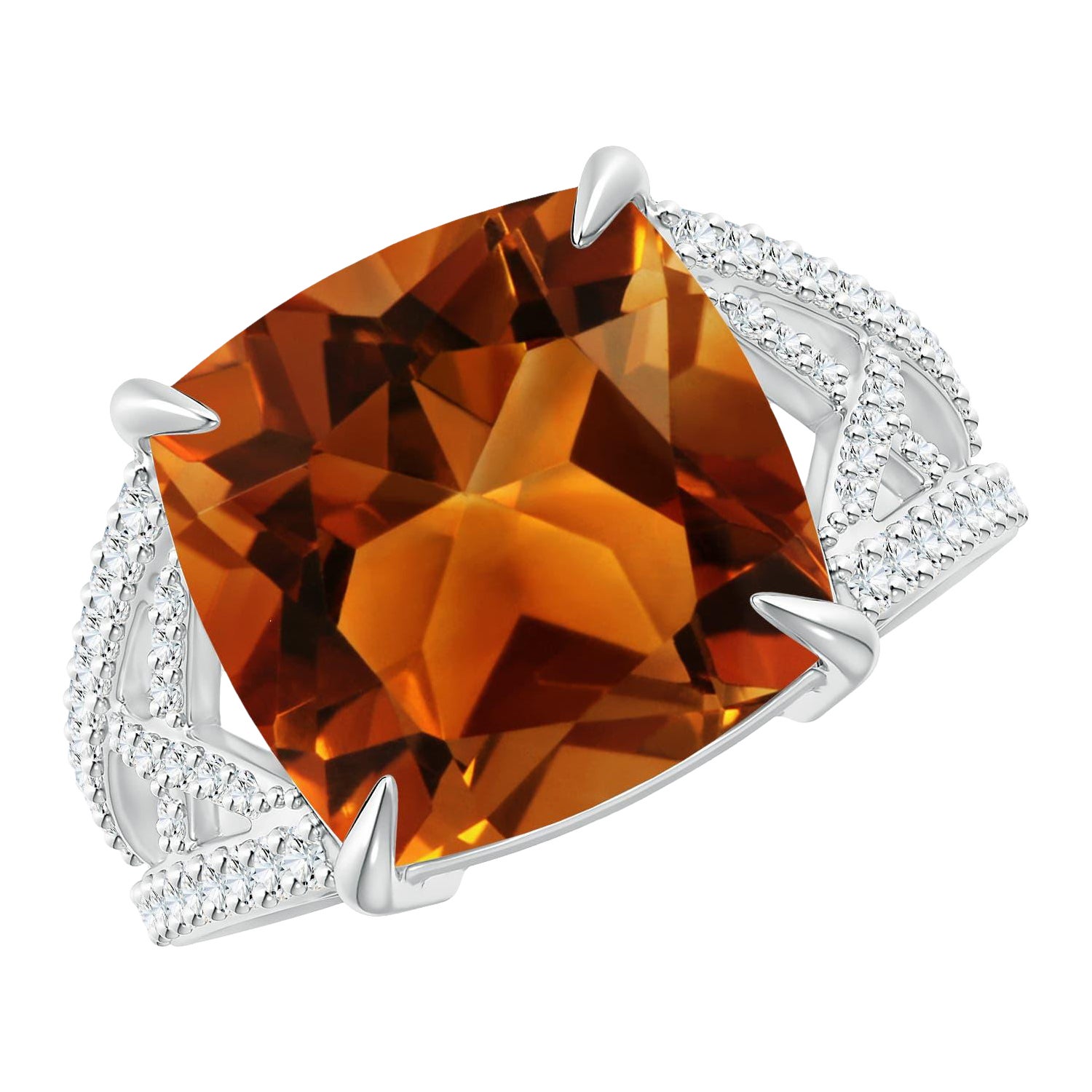 Angara Natural GIA Certified Classic Cushion 6.29 ct Citrine Ring in 14K Gold