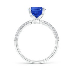 Angara Anillo de zafiro azul ovalado natural certificado por el GIA de 3,42 ct en oro de 14 quilates