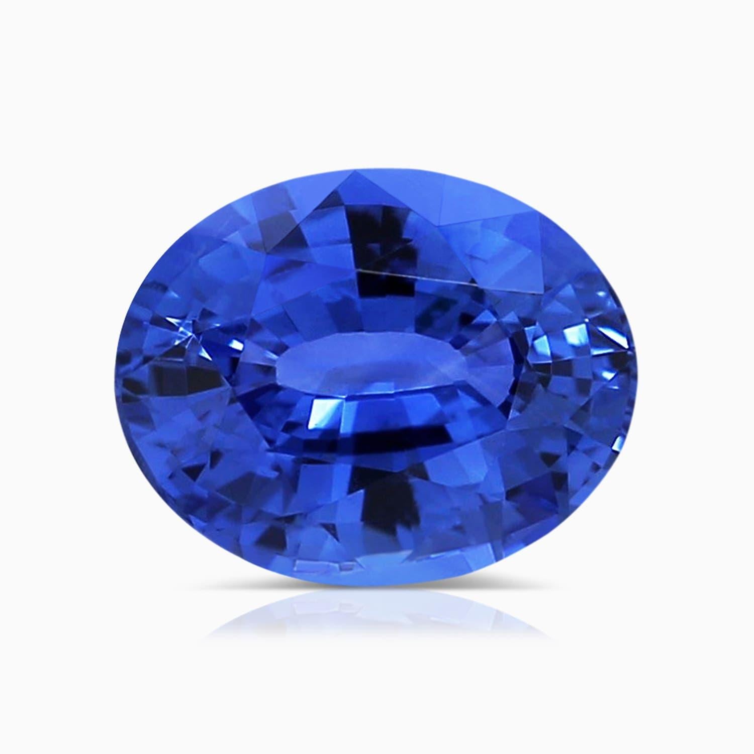 Donna Anello con zaffiro blu classico ovale da 3,42 carati certificato GIA di Angara in oro 14K in vendita
