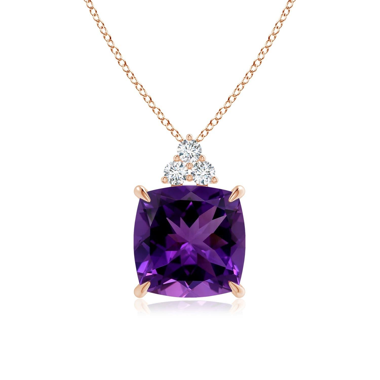Angara Natural GIA zertifiziert Cushion 10,52 ct Amethyst Anhänger in 14K massivem Gold im Angebot 4