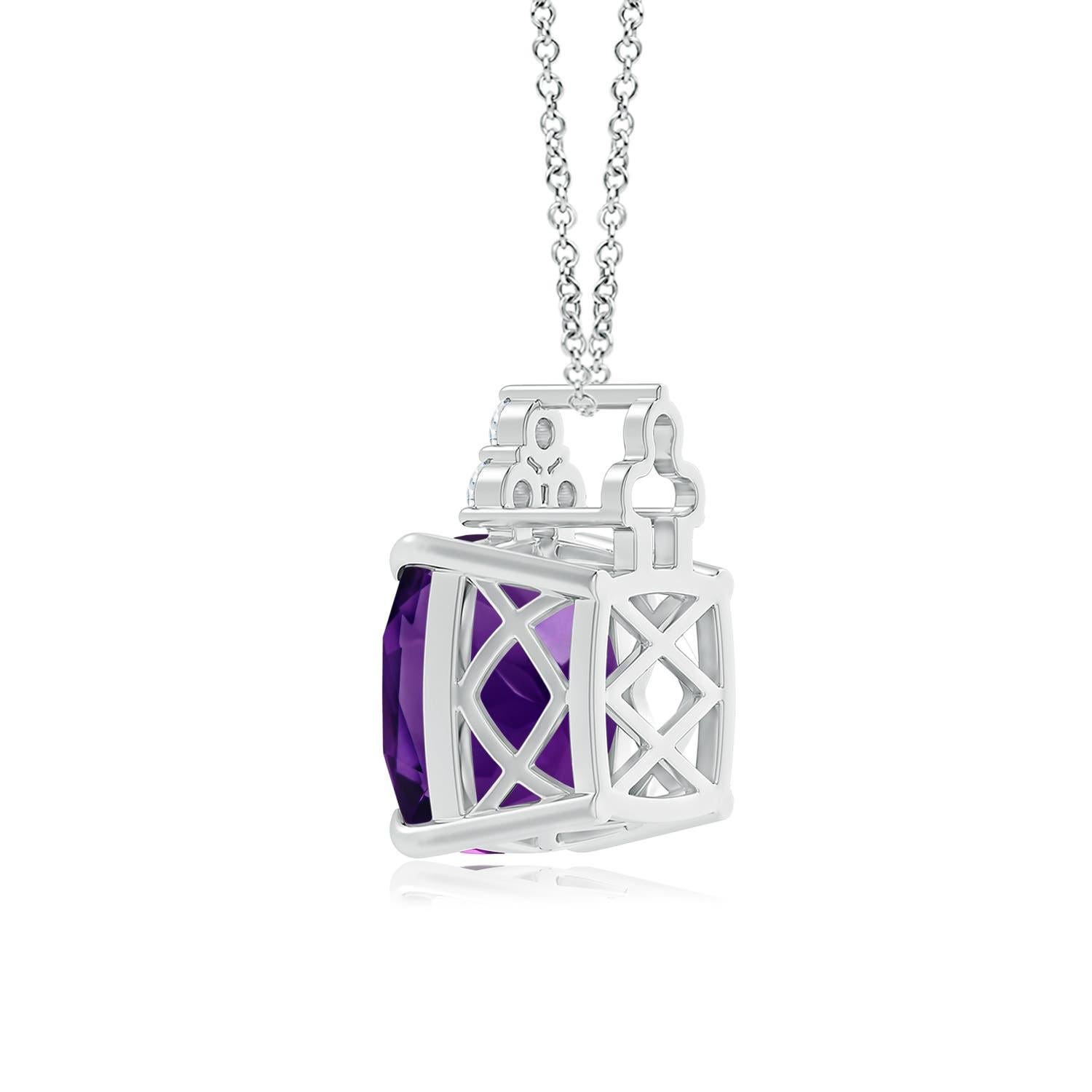 Angara Natural GIA zertifiziert Cushion 10,52 ct Amethyst Anhänger in 14K massivem Gold (Kissenschliff) im Angebot