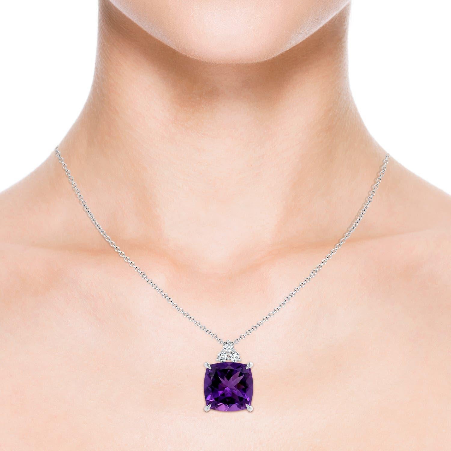 Angara Natural GIA zertifiziert Cushion 10,52 ct Amethyst Anhänger in 14K massivem Gold im Zustand „Neu“ im Angebot in Los Angeles, CA
