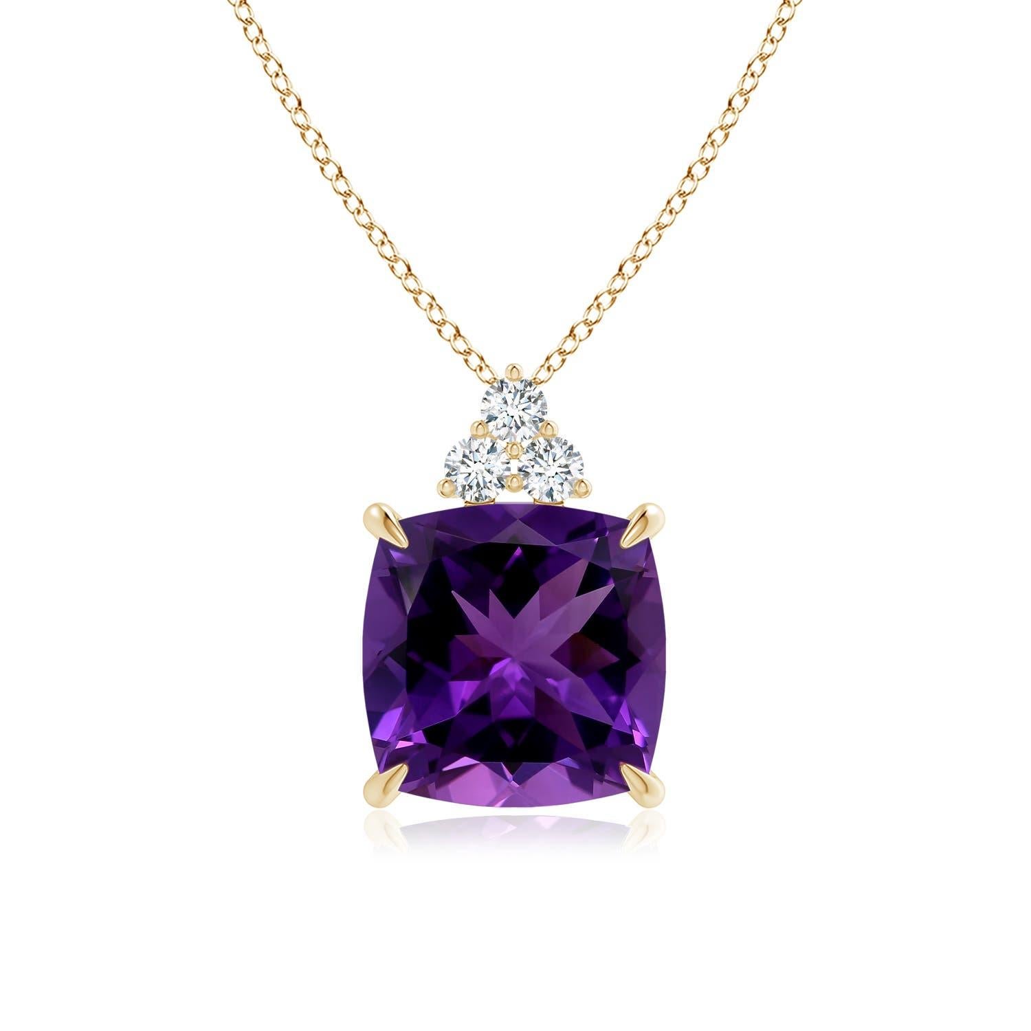 Angara Natural GIA zertifiziert Cushion 10,52 ct Amethyst Anhänger in 14K massivem Gold im Angebot 3