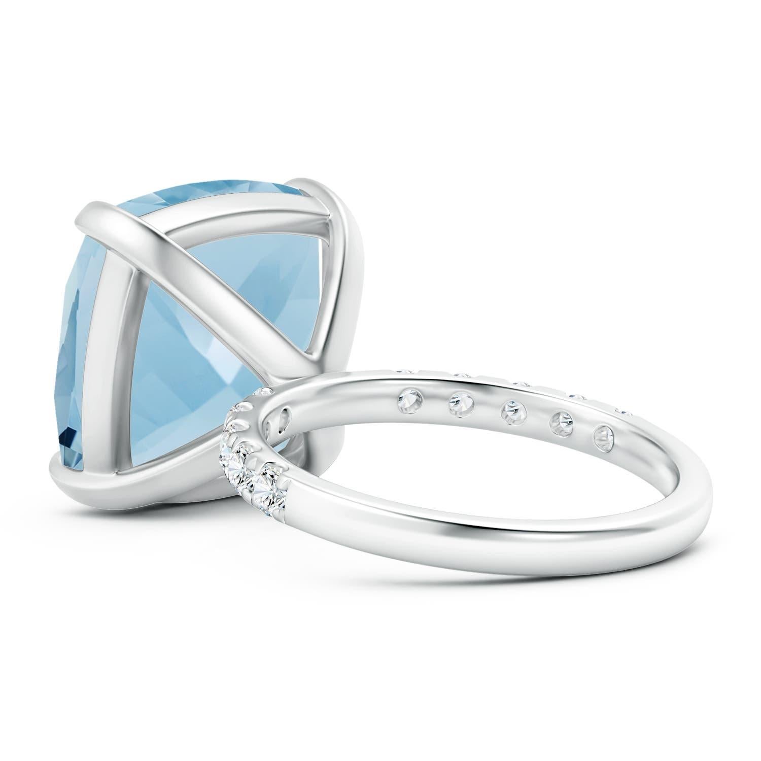Taglio cuscino Anello con acquamarina naturale GIA certificata a cuscino da 11,39 carati in oro 14K - Donna in vendita