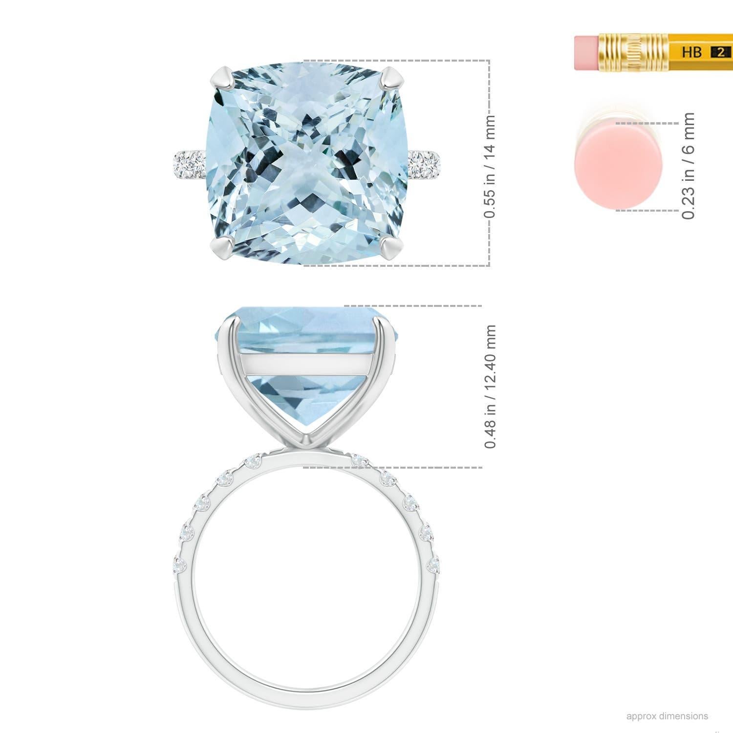 Anello con acquamarina naturale GIA certificata a cuscino da 11,39 carati in oro 14K - Donna in vendita 1