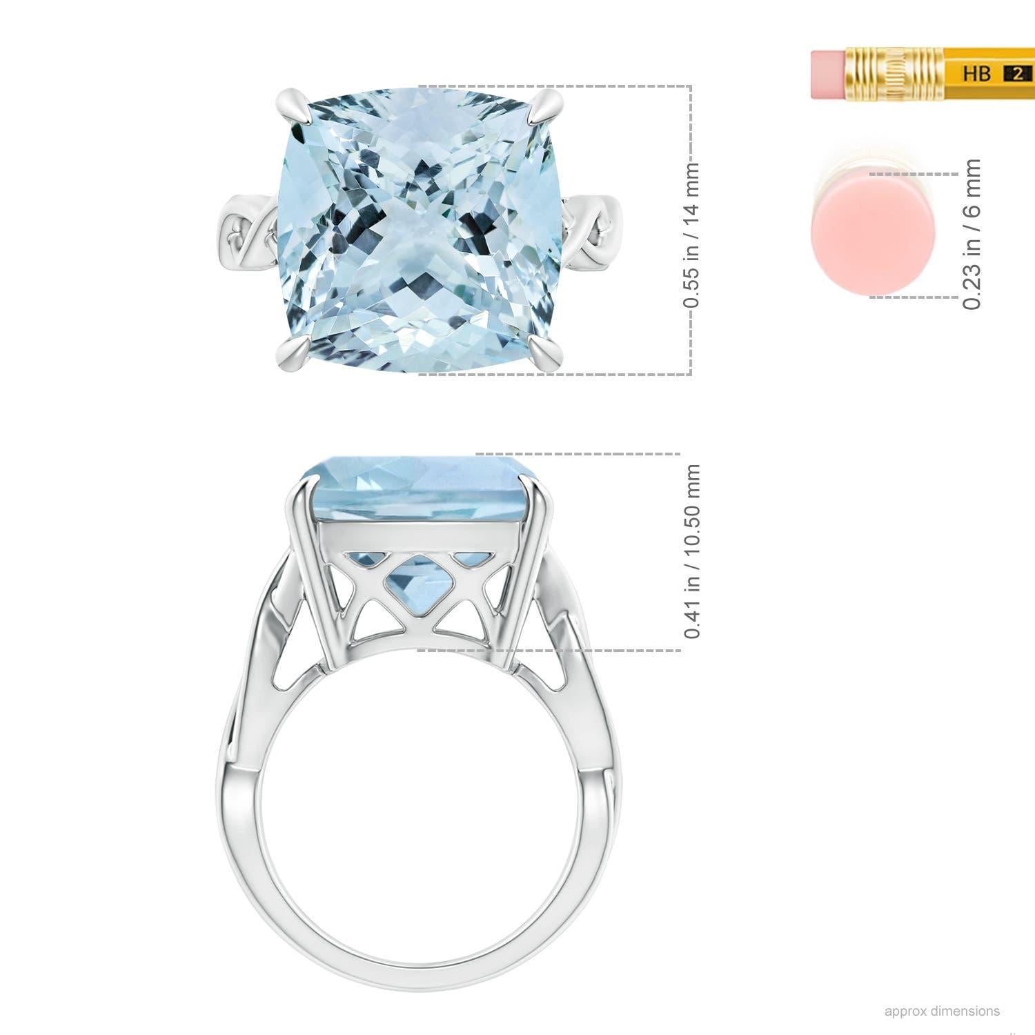 Anello con acquamarina naturale GIA certificata a cuscino da 11,39 carati in oro 14K - Donna in vendita 1