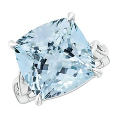 Angara natürlichen GIA zertifiziert Kissen 11,39 ct Aquamarin Ring in 14K Gold Frauen