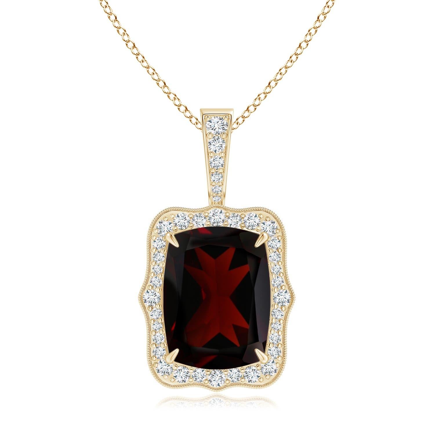 Angara Colgante de granate natural de 11,68 ct certificado por el GIA en oro macizo de 14 quilates en venta 3