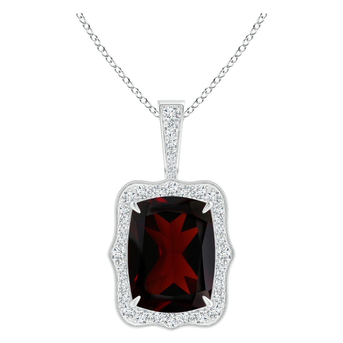 Angara Natural GIA zertifiziert Kissen 11,68 ct Granat Anhänger in 14K massivem Gold