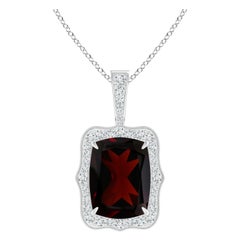 Angara Natural GIA zertifiziert Kissen 11,68 ct Granat Anhänger in 14K massivem Gold