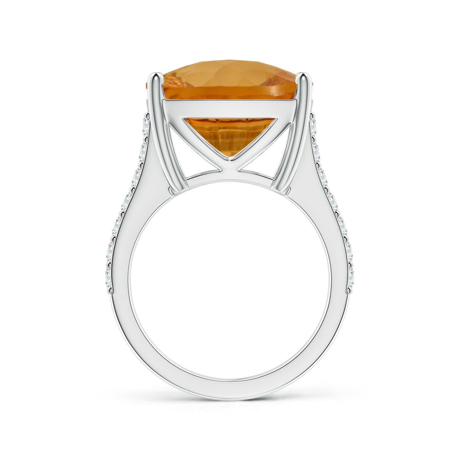 Taglio cuscino Anello cocktail con citrino di 12 ct certificato GIA di Angara Nature in oro 14 carati in vendita