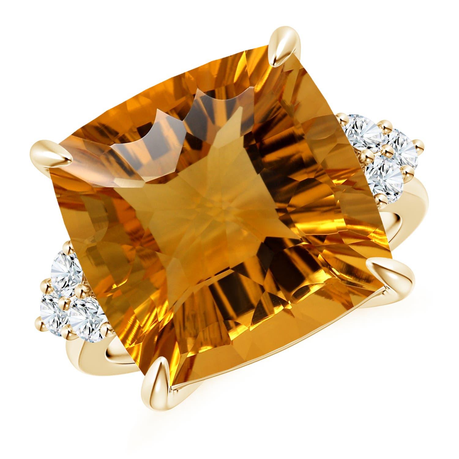Anello di fidanzamento con citrino naturale di 12 carati certificato GIA di Angara in oro 14 carati in vendita 5
