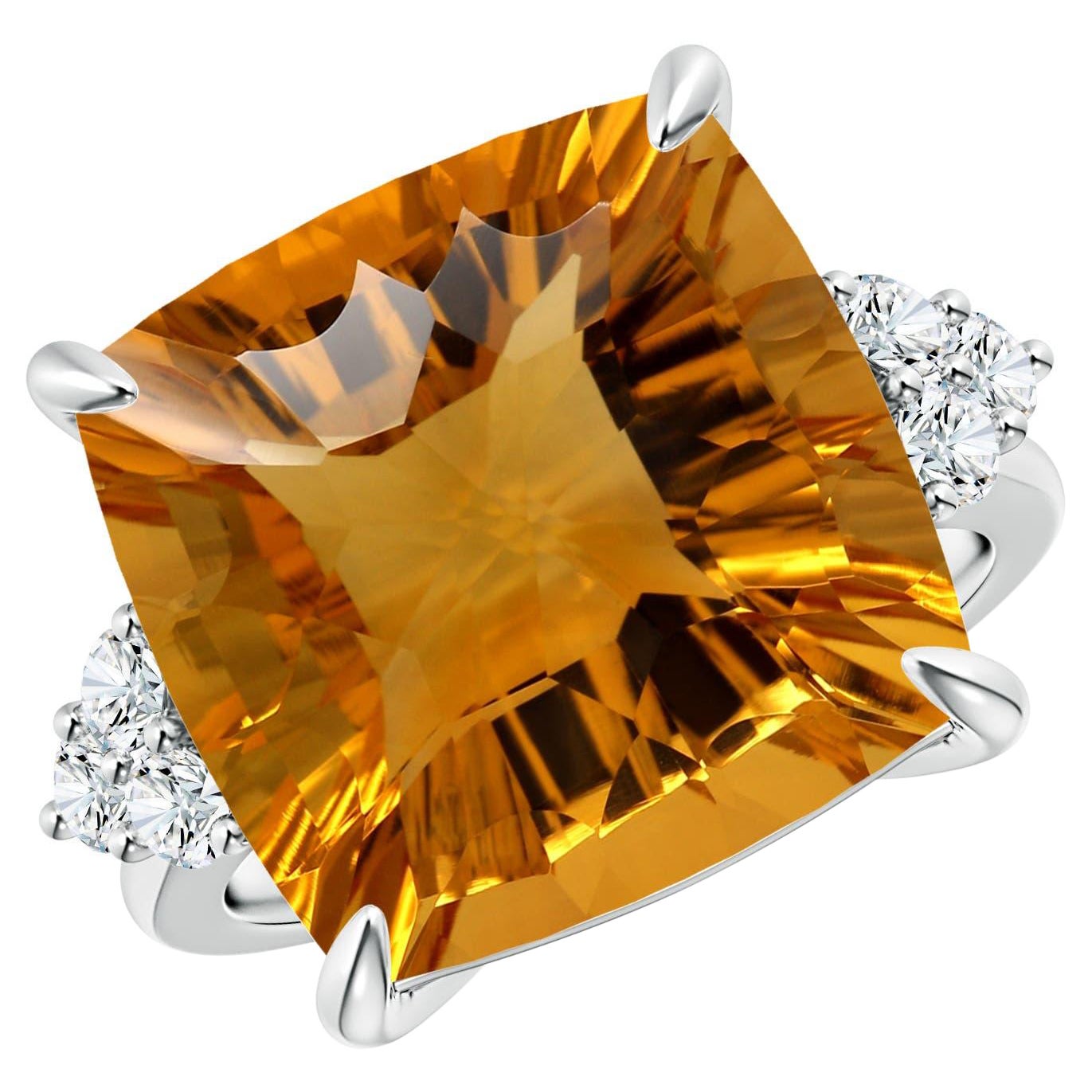 Angara Anillo de compromiso de citrino natural de 12 ct certificado por el GIA en oro de 14 quilates