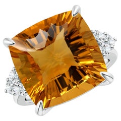 Angara Anillo de compromiso de citrino natural de 12 ct certificado por el GIA en oro de 14 quilates