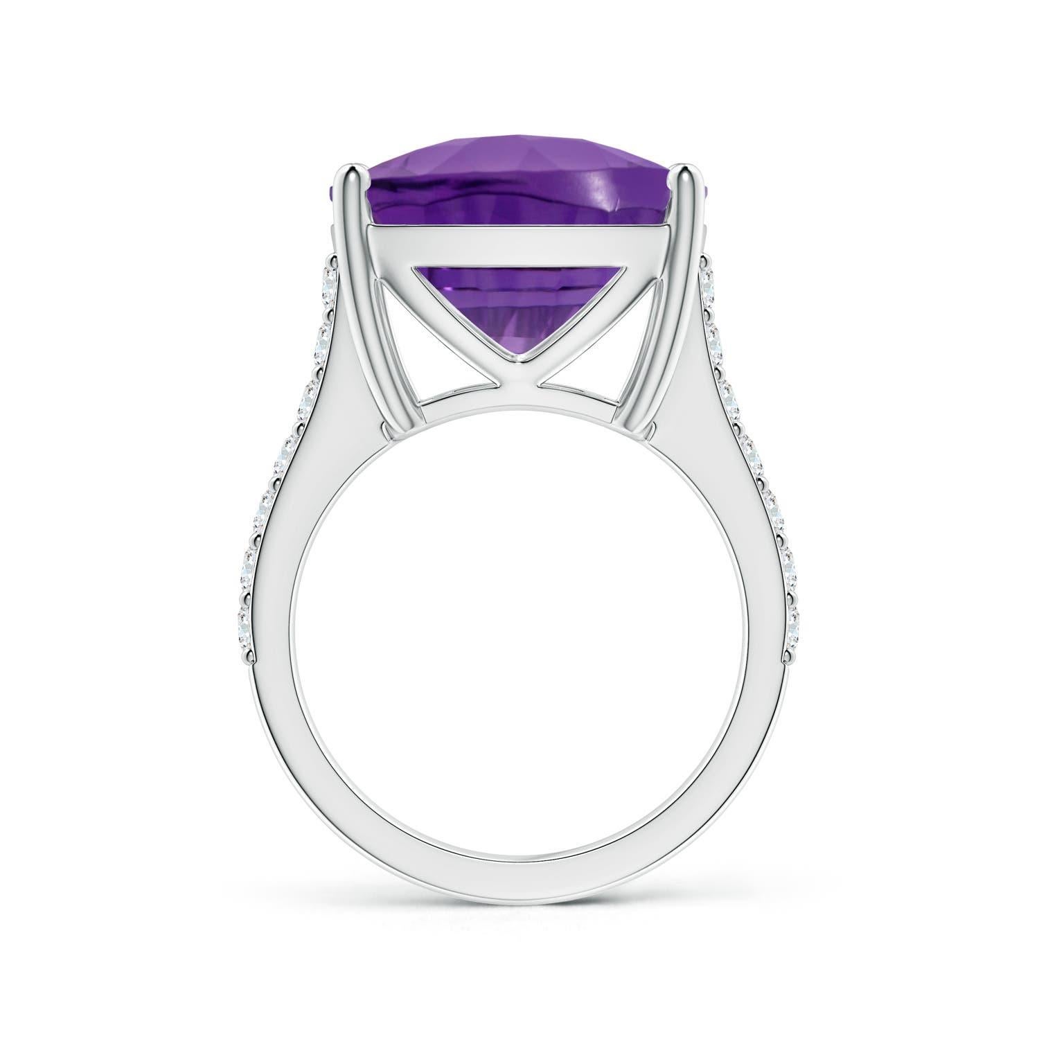 Taglio cuscino Anello con ametista e diamante Angara Nature certificato GIA a cuscino da 13,07 carati in oro 14K in vendita