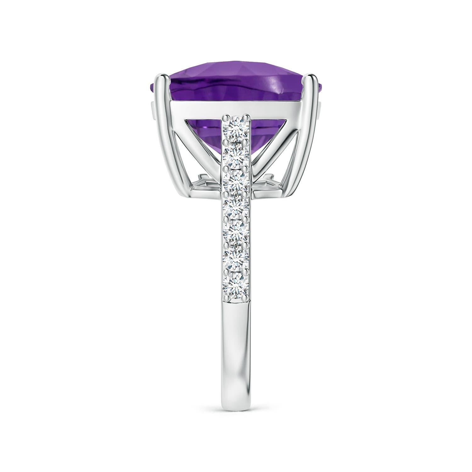 Anello con ametista e diamante Angara Nature certificato GIA a cuscino da 13,07 carati in oro 14K In condizioni Nuovo in vendita a Los Angeles, CA