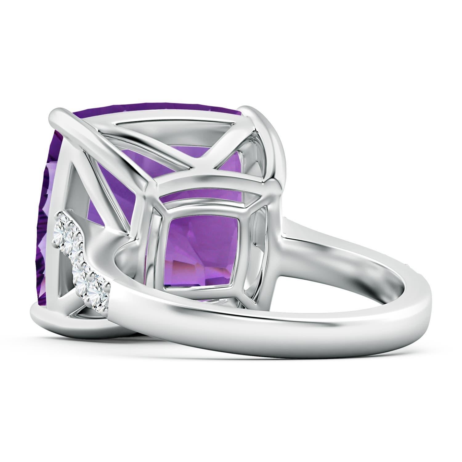 Donna Anello con ametista e diamante Angara Nature certificato GIA a cuscino da 13,07 carati in oro 14K in vendita
