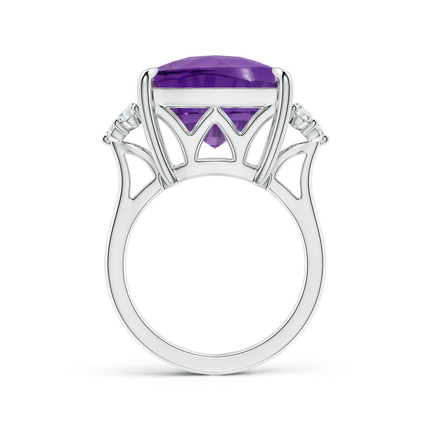 Taille coussin Bague de fiançailles en or 14K avec améthyste coussin certifiée GIA Nature 13.07ct en vente