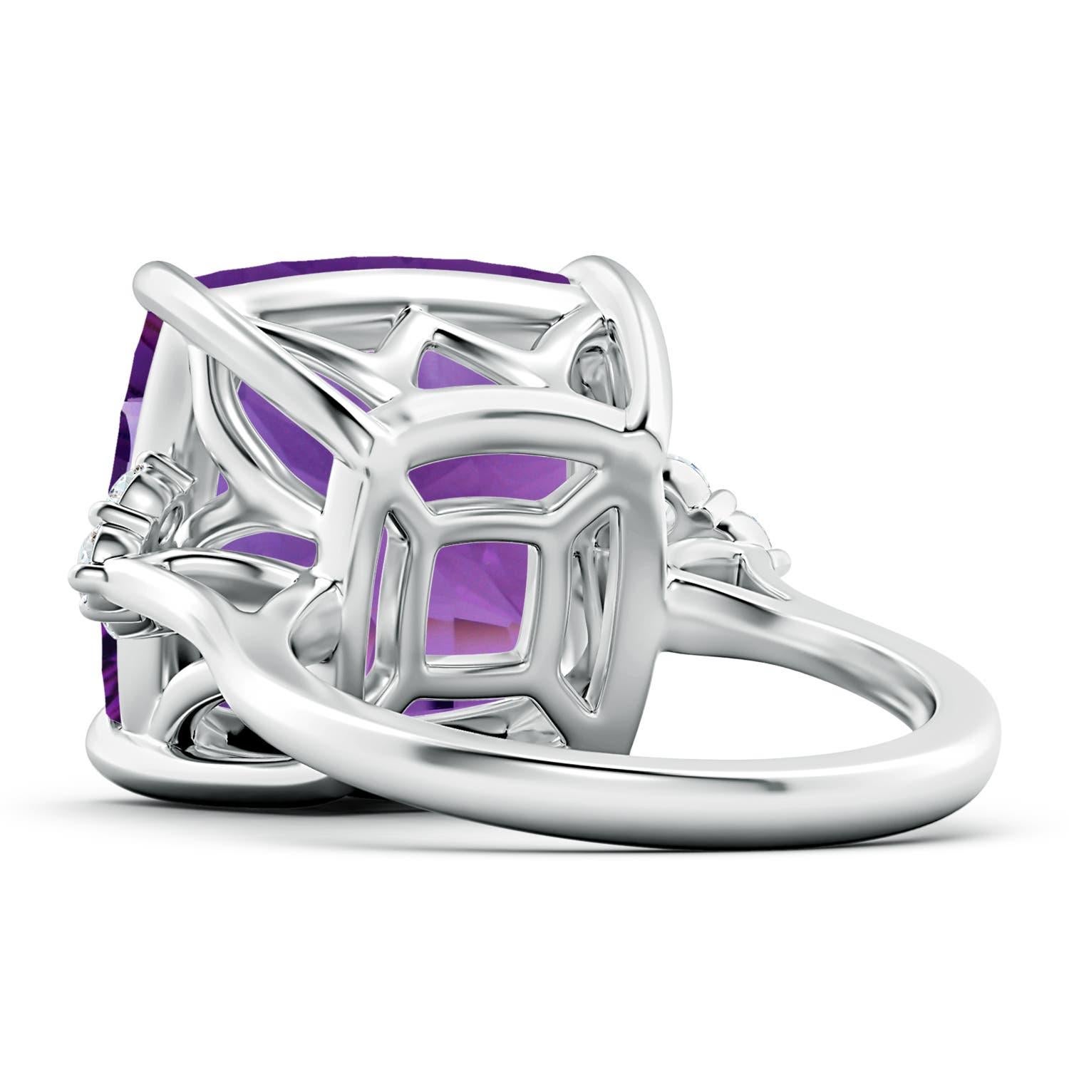 Bague de fiançailles en or 14K avec améthyste coussin certifiée GIA Nature 13.07ct Pour femmes en vente