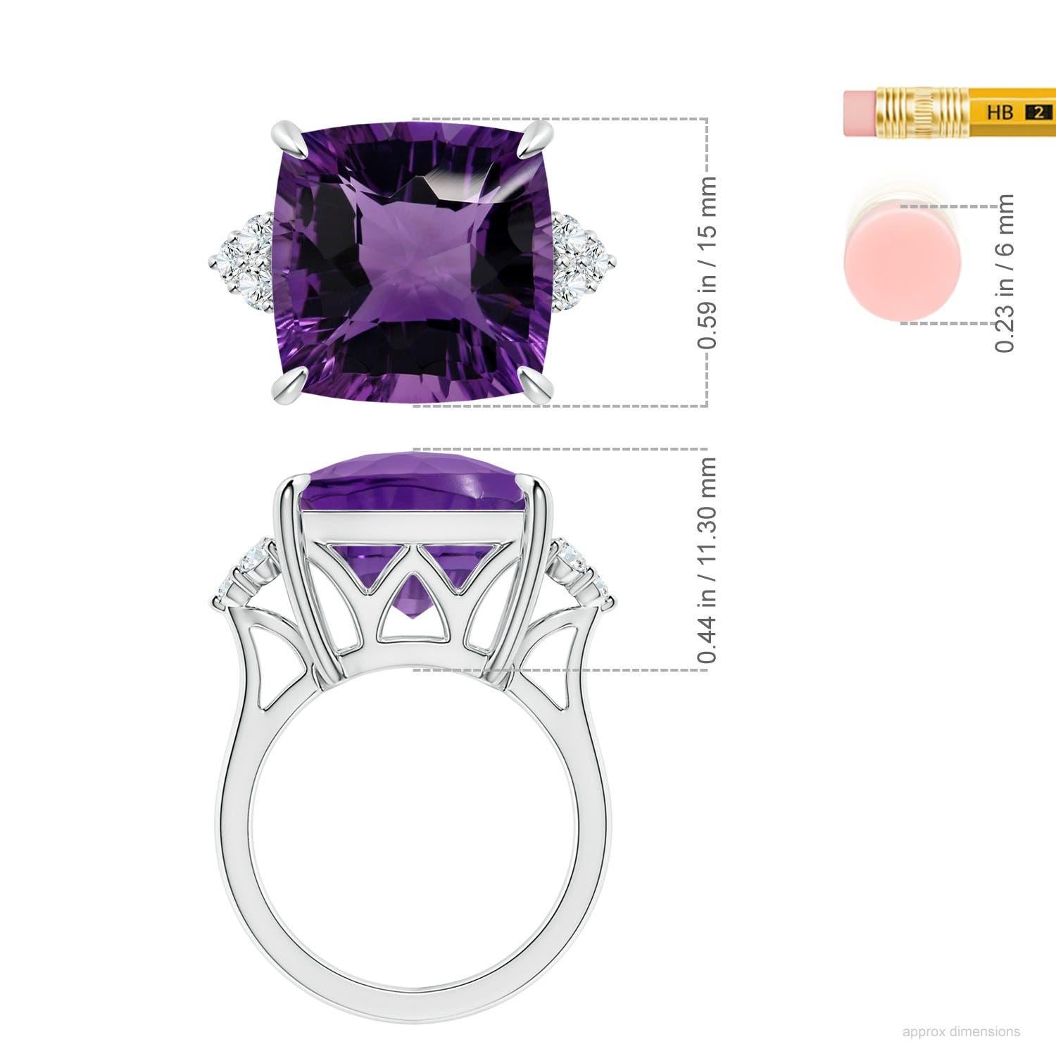 Bague de fiançailles en or 14K avec améthyste coussin certifiée GIA Nature 13.07ct en vente 2