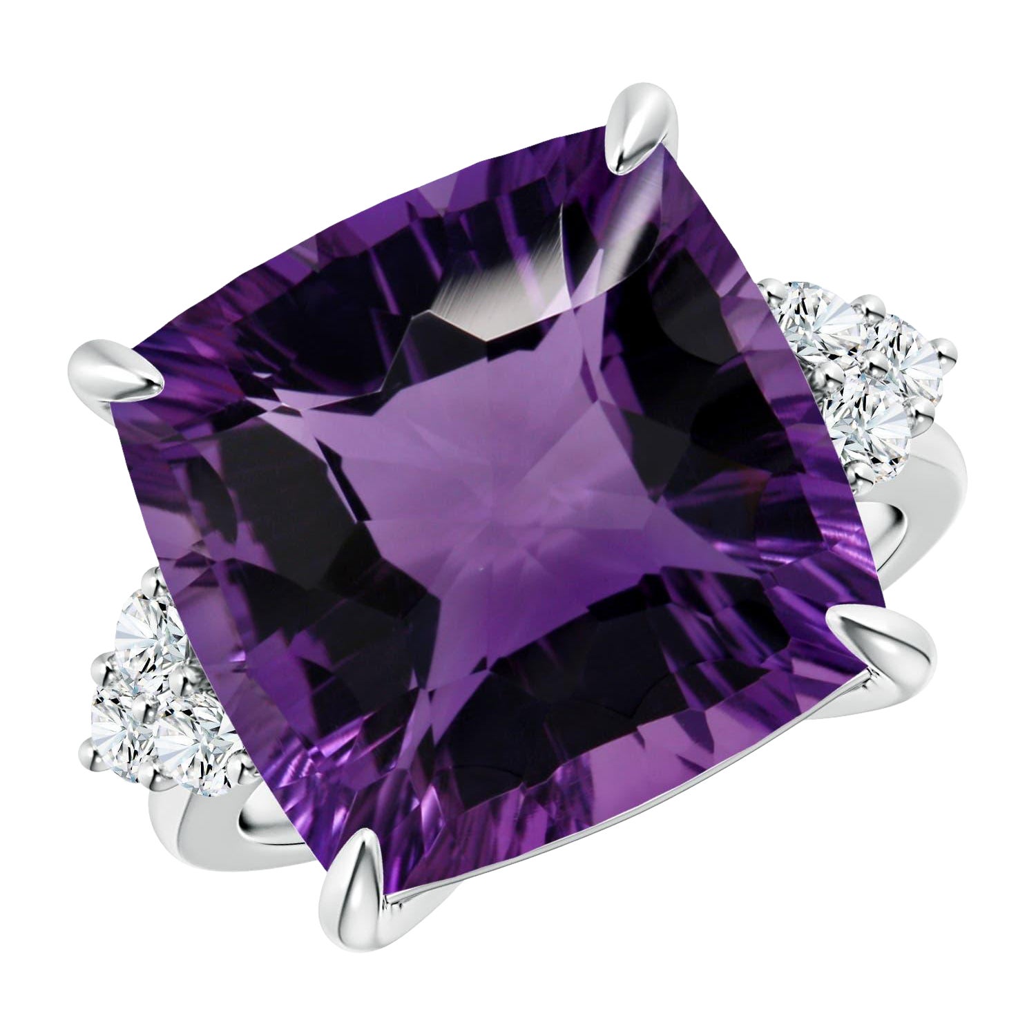 Bague de fiançailles en or 14K avec améthyste coussin certifiée GIA Nature 13.07ct