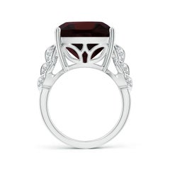 Angara Anello con Granato Naturale Certificato GIA a Cuscino da 13,6 carati in Oro 14K per Donna