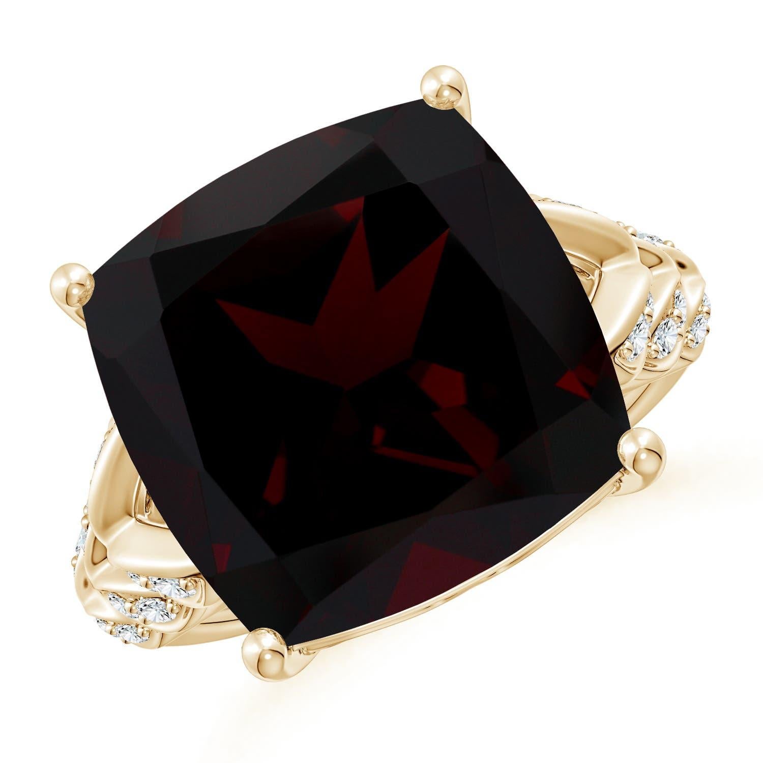 Bague en or 14 carats pour femme, grenat coussin certifié GIA de 13,6 ct, naturel, Angara en vente 3