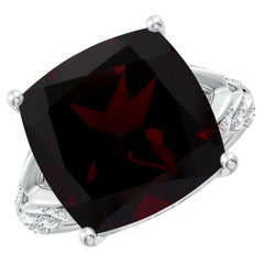 Angara Natural GIA zertifiziert Kissen 13,6 ct Granat Ring in 14K Gold für Frauen