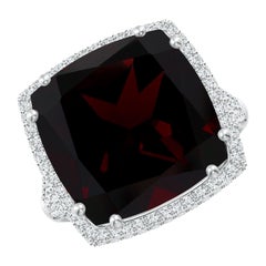 Angara Anillo de Granate Natural de 13,6 ct con Certificado GIA y Diamante en Oro de 14K