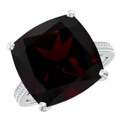 Angara Anillo de Granate Natural de 13,6 ct con Certificado GIA y Diamante en Oro de 14K