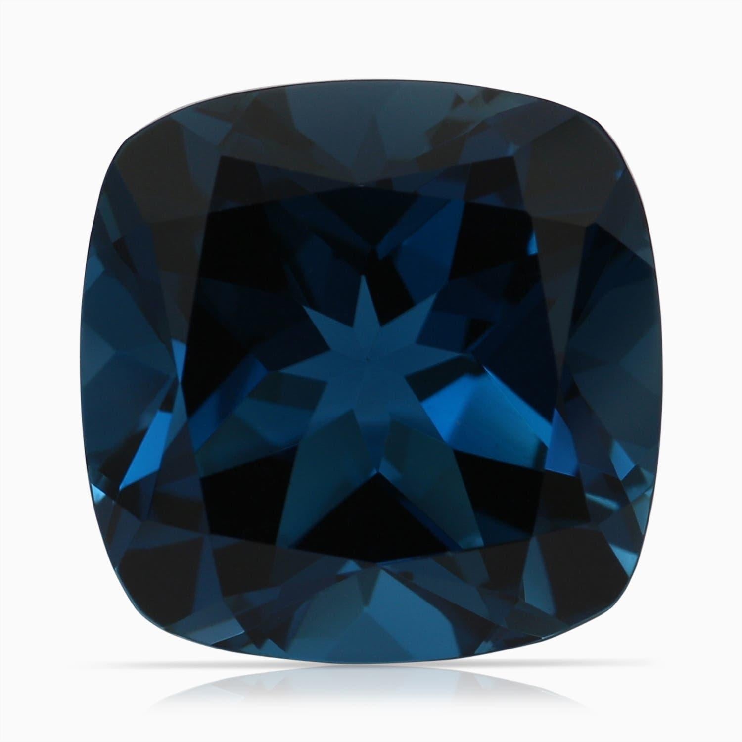 Bague en or 14K avec topaze bleue de Londres certifiée GIA Nature 14,43 ct coussin en vente 1