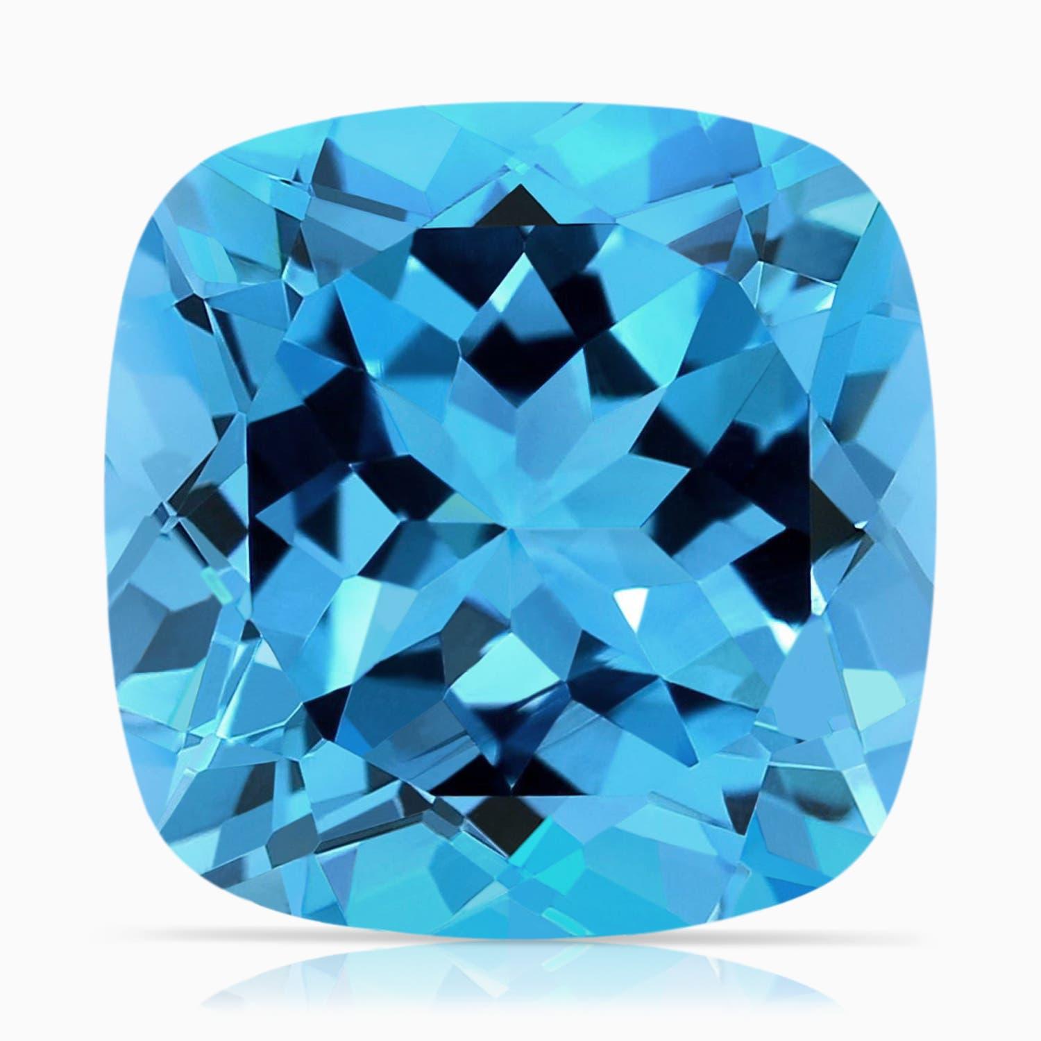 Anello Angara Nature certificato GIA con cuscino da 14,53 ct di Topazio Blu Svizzero in oro 14K in vendita 1