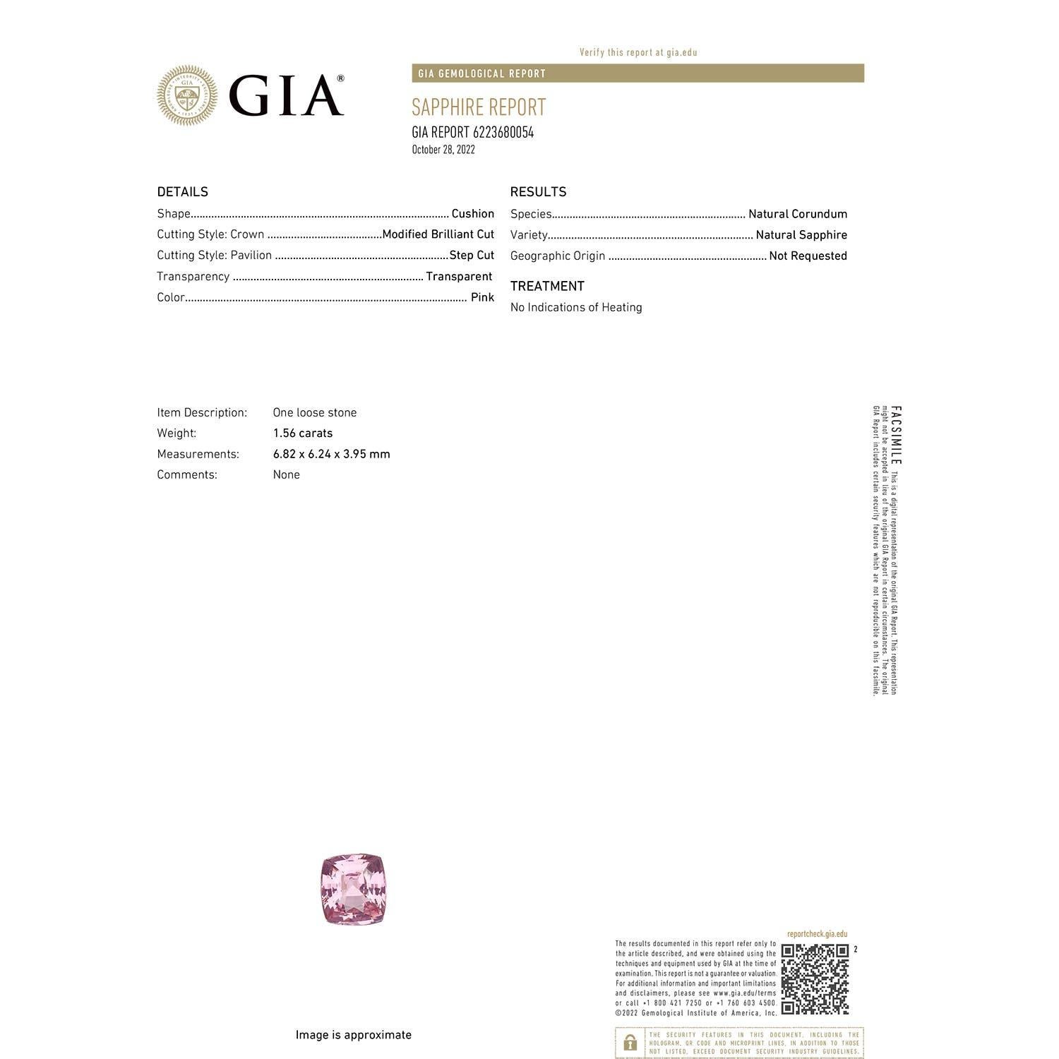 Moderno Anello con zaffiro rosa Angara Nature certificato GIA da 1,56 carati in oro massiccio 14 carati in vendita