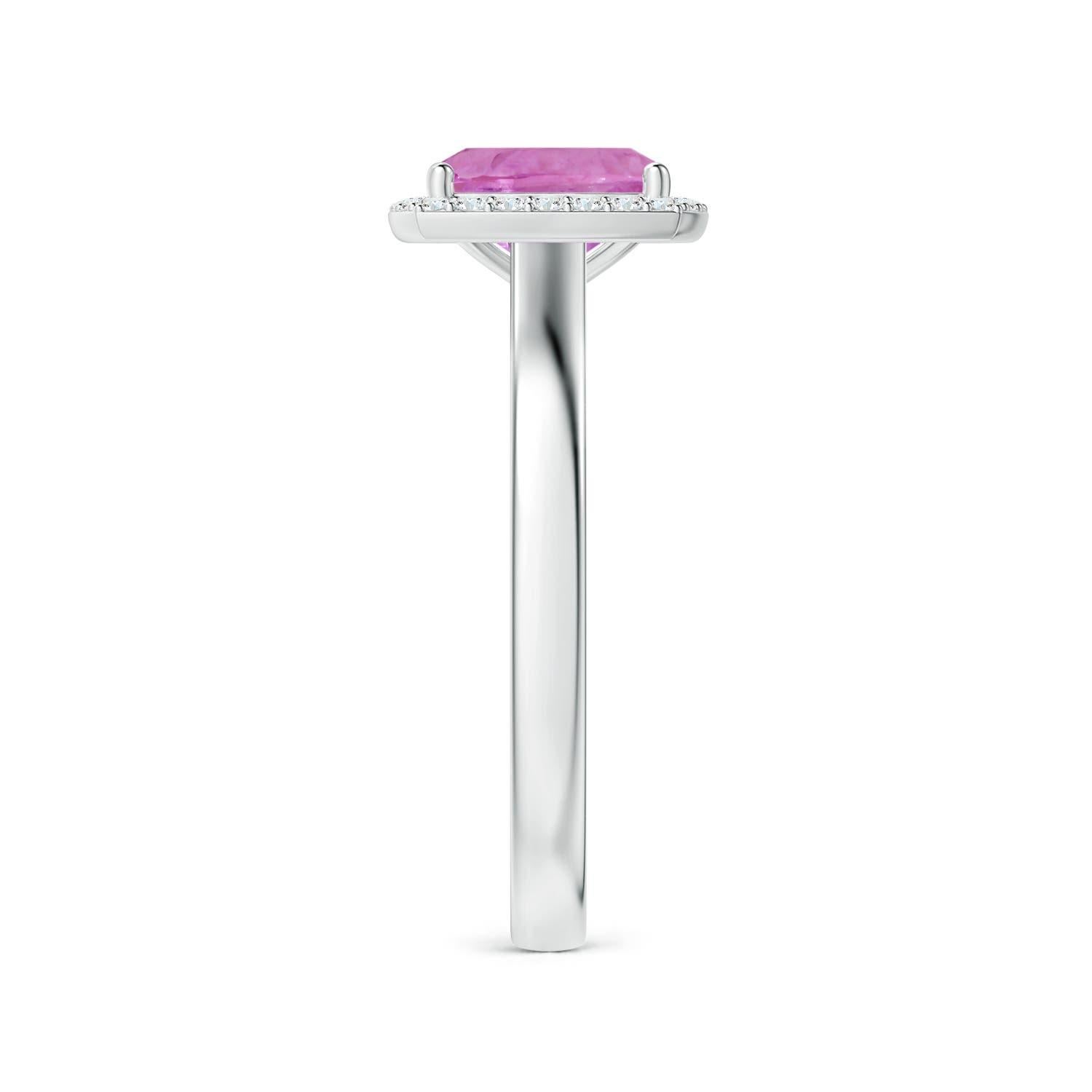 Angara Anillo de zafiro rosa natural de 1,56 ct, certificado por el GIA, en oro macizo de 14 quilates Corte cojín en venta