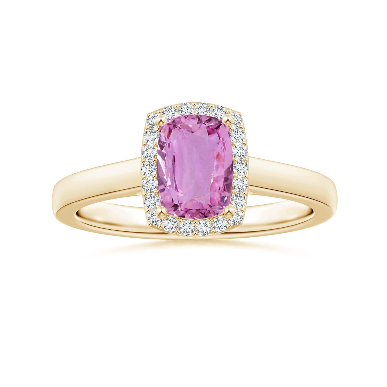 Angara Anillo de zafiro rosa natural de 1,56 ct, certificado por el GIA, en oro macizo de 14 quilates en venta 3