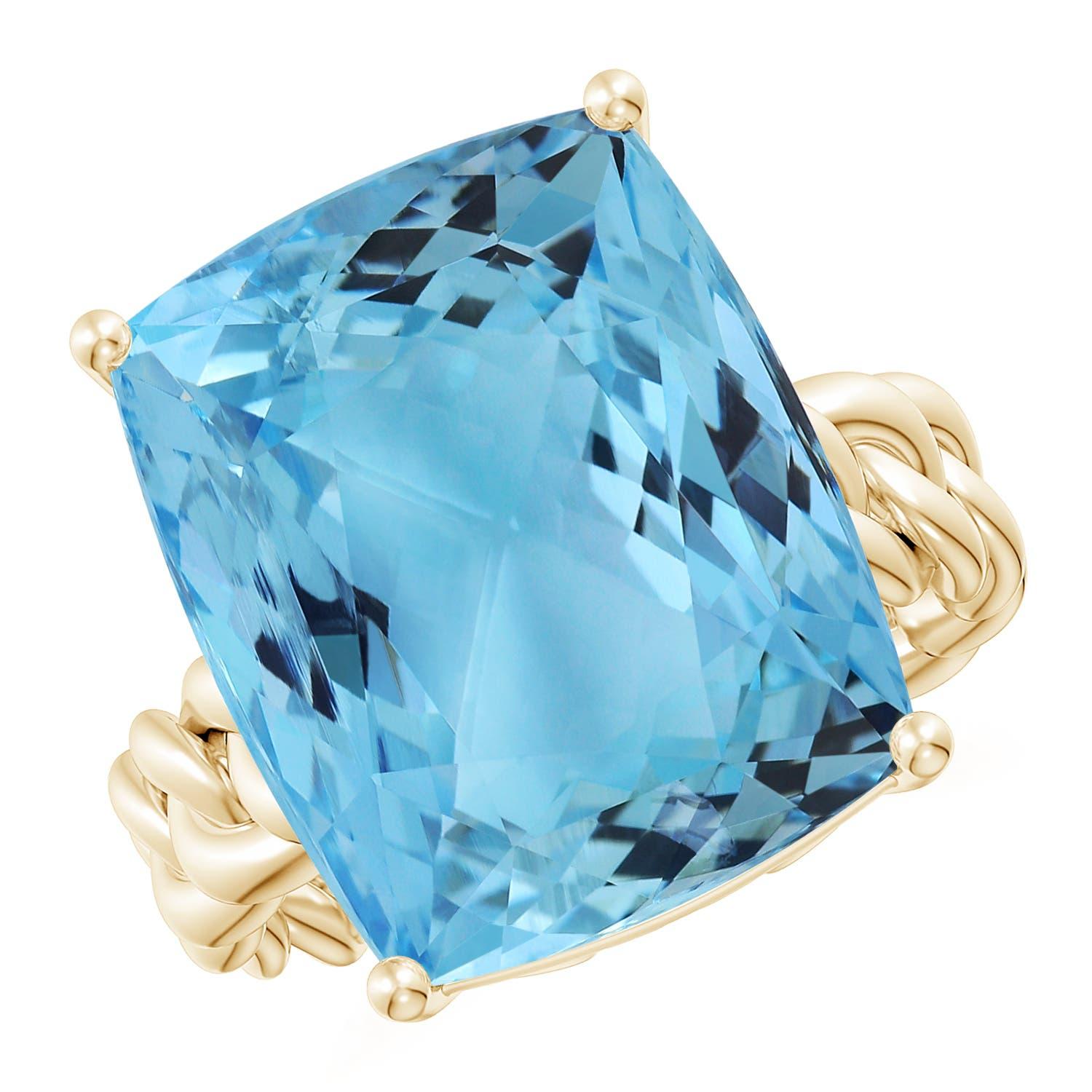 Angara Bague en or massif 14K avec aigue-marine coussin certifiée GIA de 16,27 ct Naturelle en vente 5