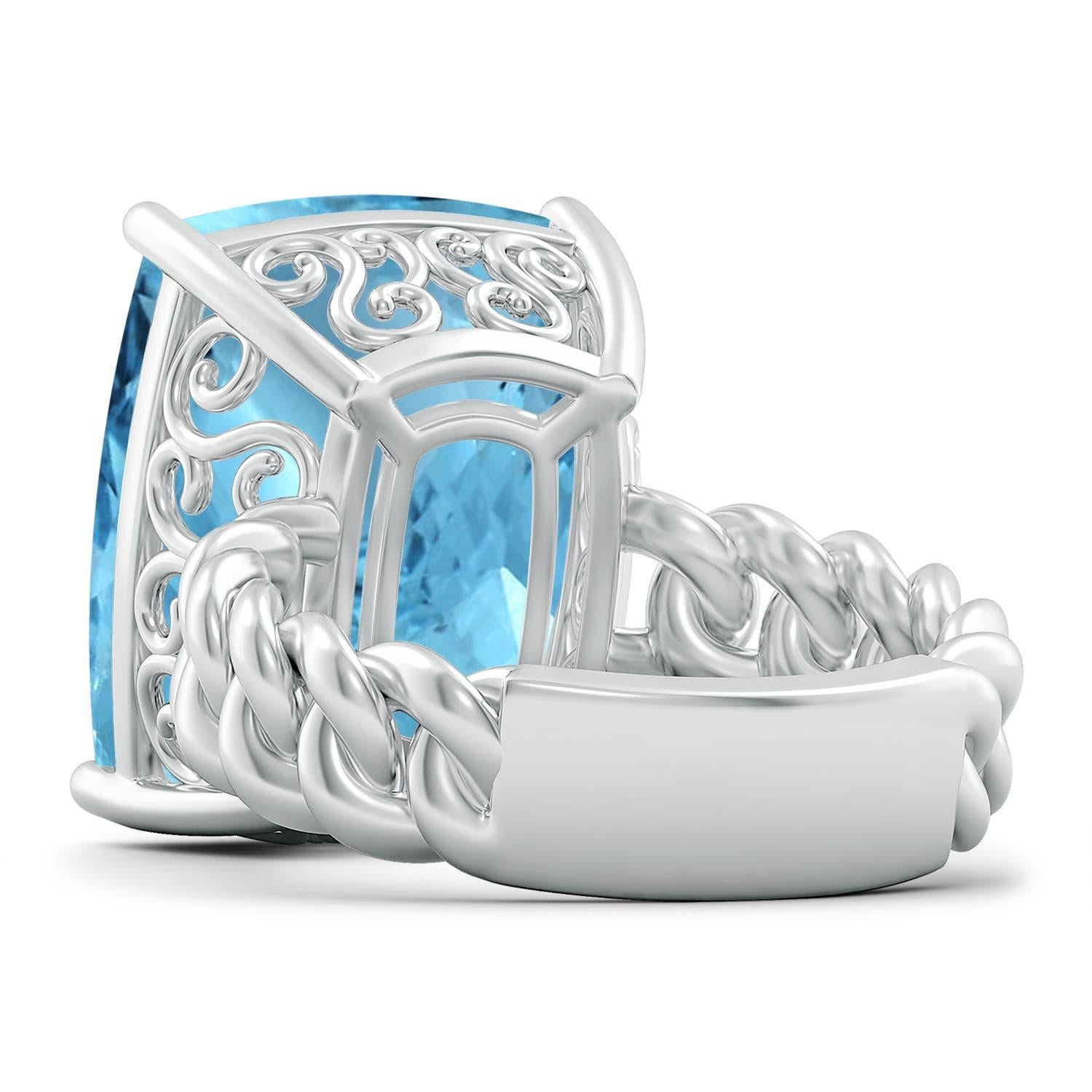 Angara Bague en or massif 14K avec aigue-marine coussin certifiée GIA de 16,27 ct Naturelle Pour femmes en vente