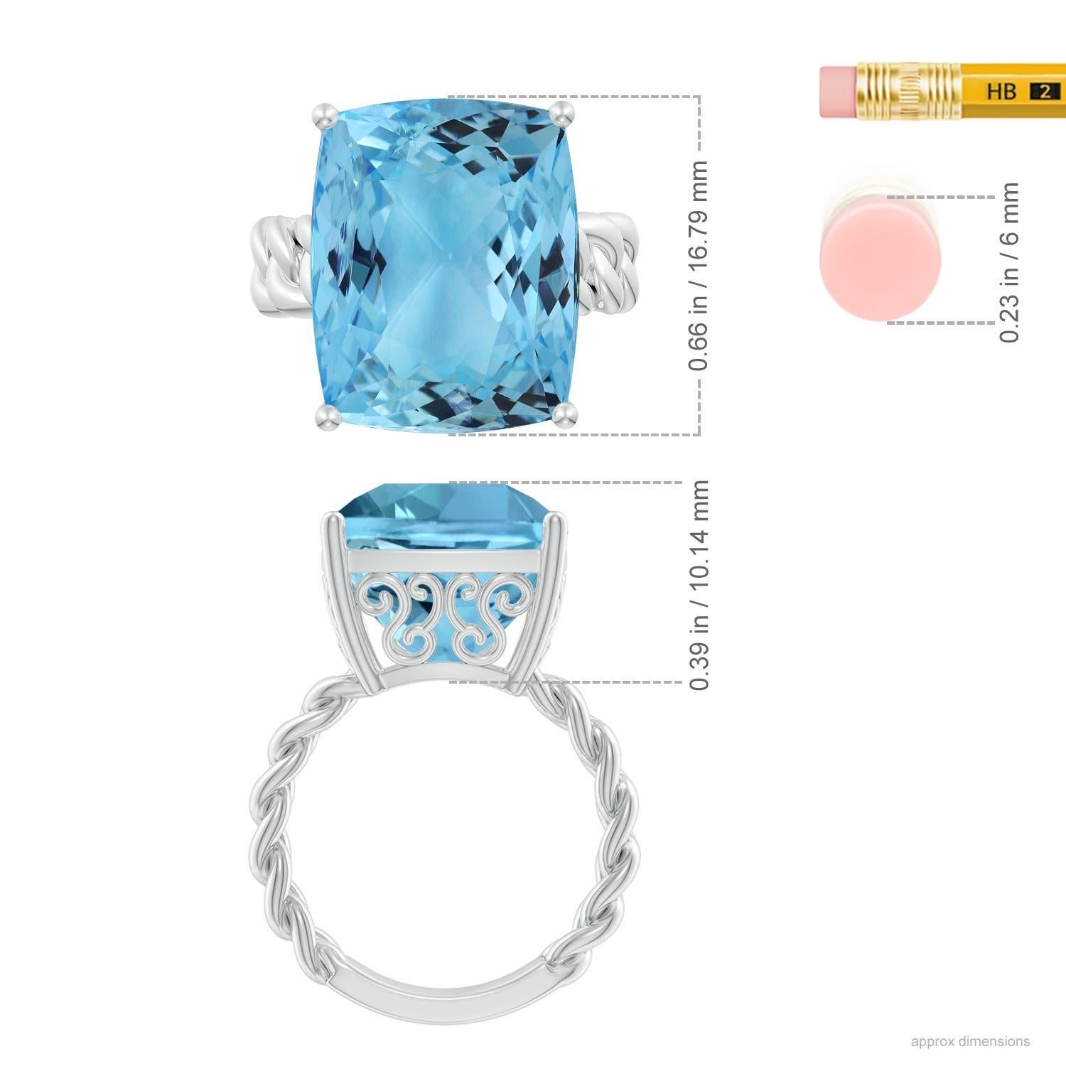 Angara Bague en or massif 14K avec aigue-marine coussin certifiée GIA de 16,27 ct Naturelle en vente 2