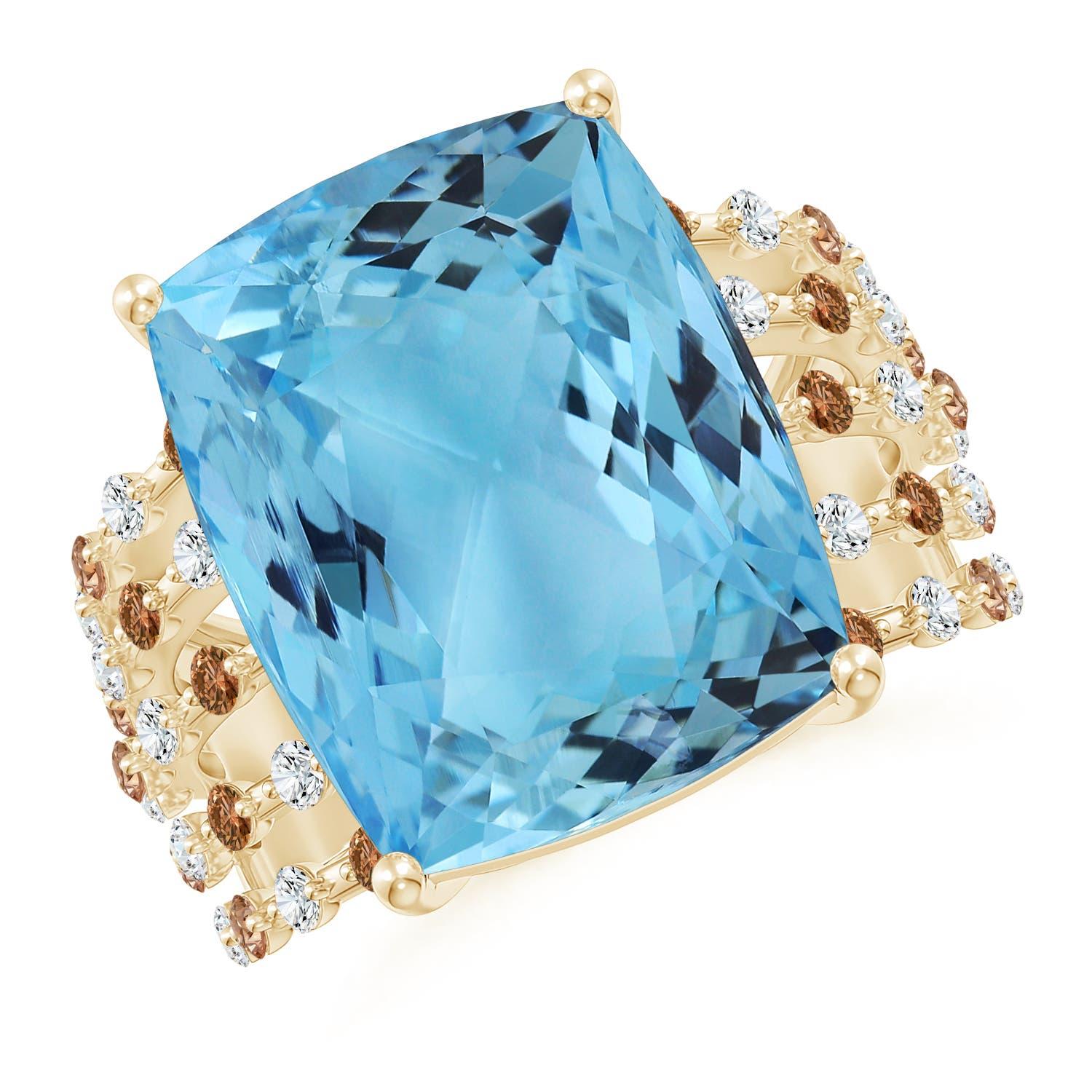 Angara Anillo solitario de aguamarina natural certificado por el GIA 16,27 ct Oro de 14 quilates en venta 4