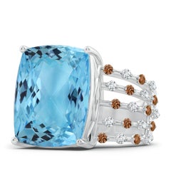 Angara Anillo solitario de aguamarina natural certificado por el GIA 16,27 ct Oro de 14 quilates
