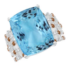 Anello solitario con acquamarina da 16,27 carati certificato GIA di Angara Nature in oro 14K