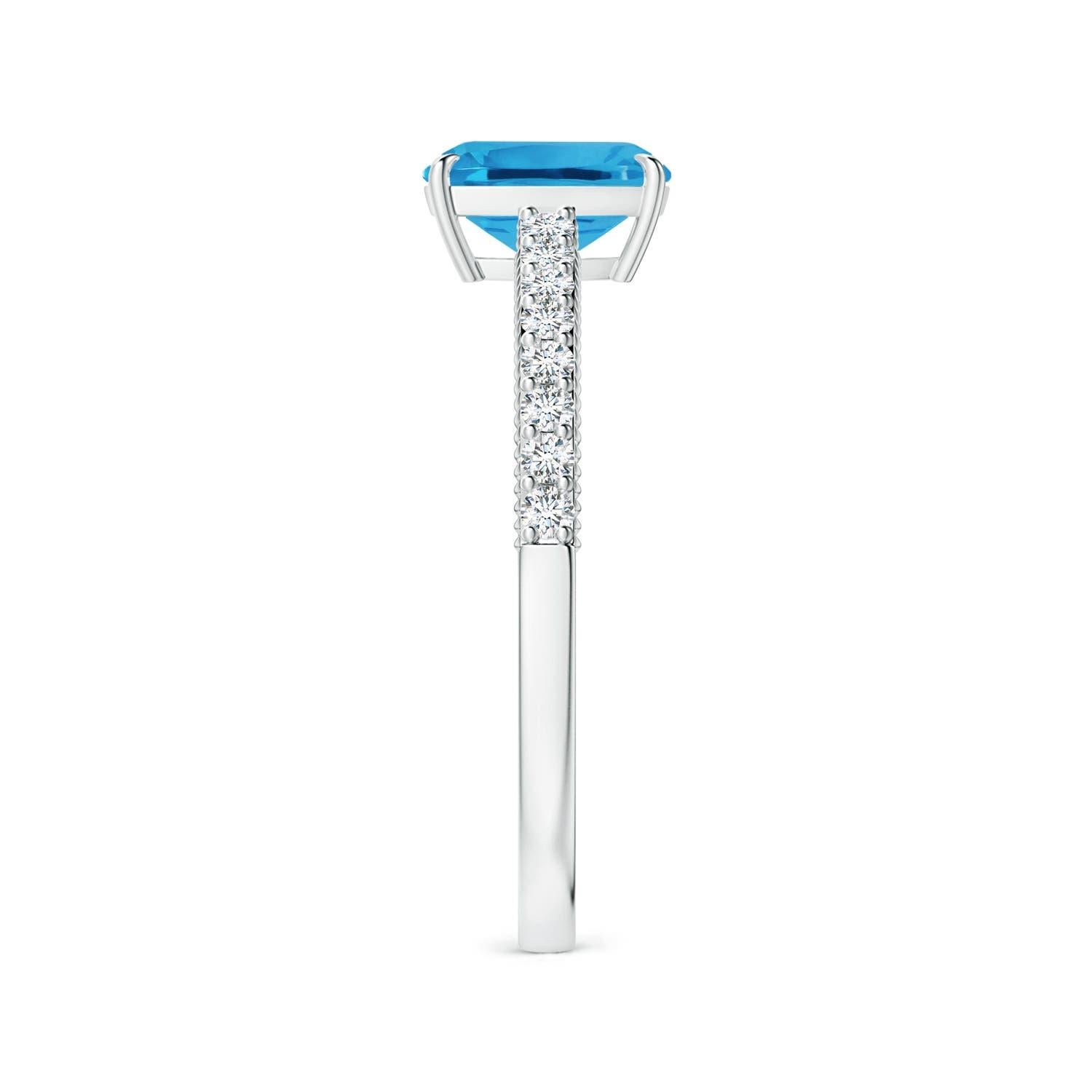 Taglio cuscino Anello Angara Nature certificato GIA a cuscino da 1,63 carati con Topazio Blu Svizzero in oro 14K in vendita