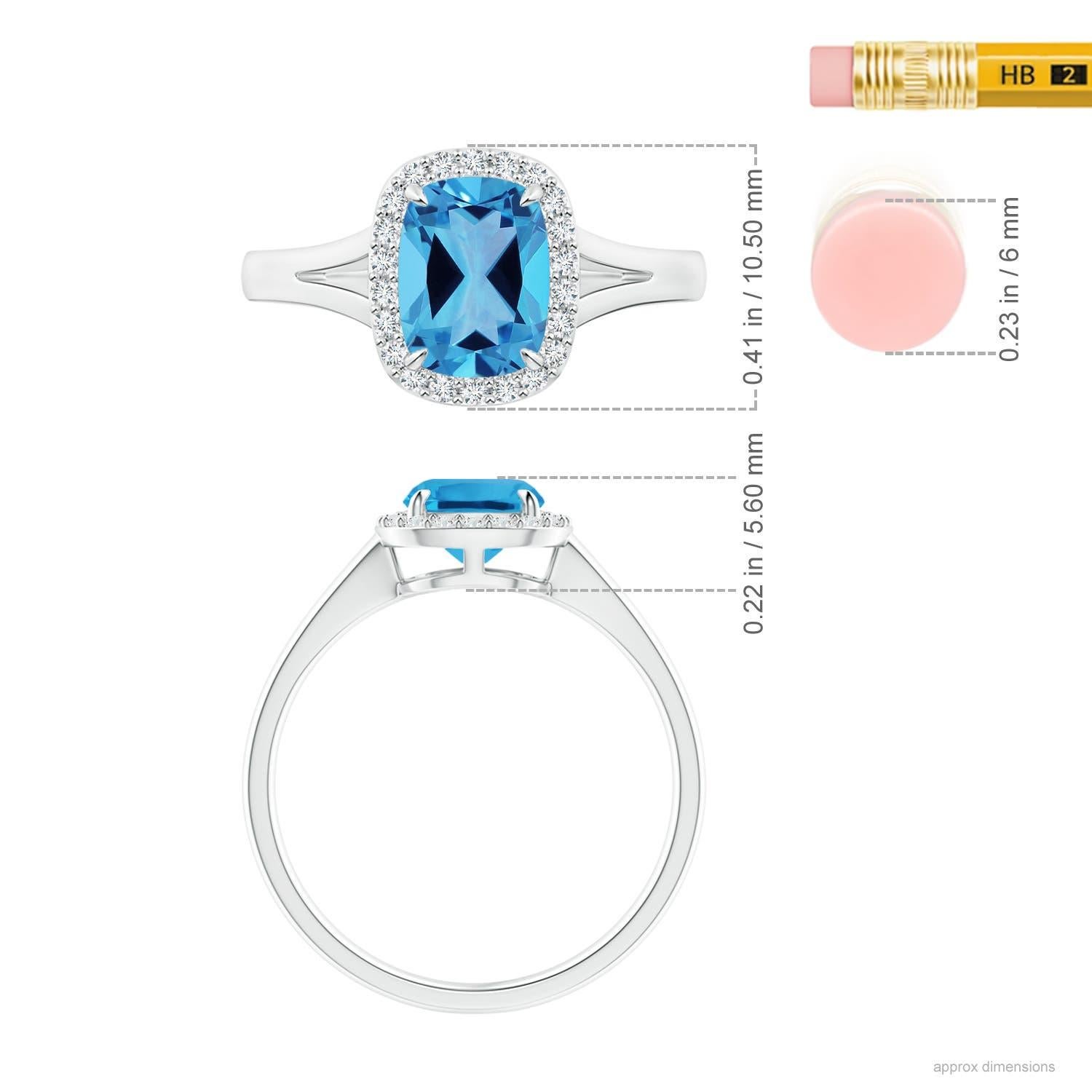 Anello Angara Nature certificato GIA a cuscino da 1,63 carati con Topazio Blu Svizzero in oro 14K In condizioni Nuovo in vendita a Los Angeles, CA