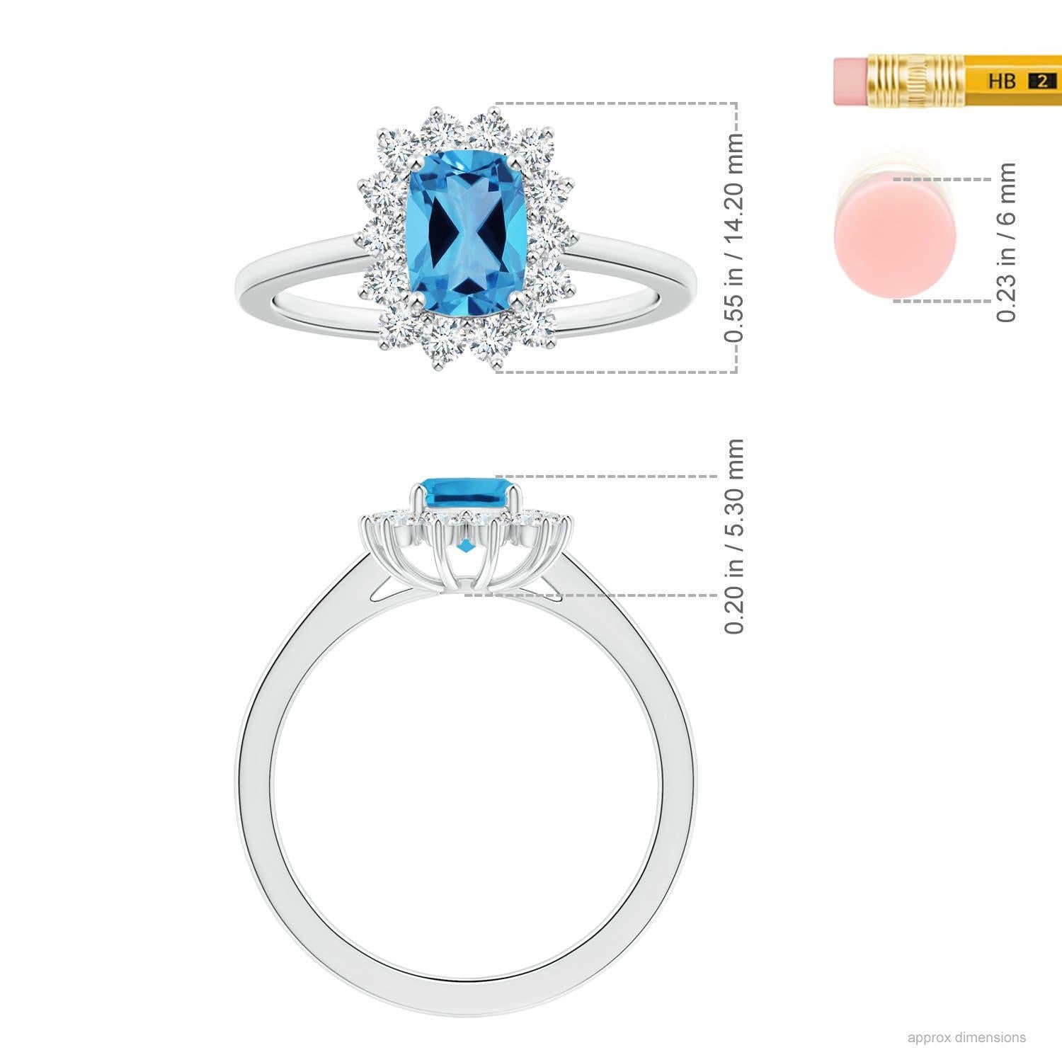 Donna Anello Angara Nature certificato GIA a cuscino da 1,63 carati con Topazio Blu Svizzero in oro 14K in vendita