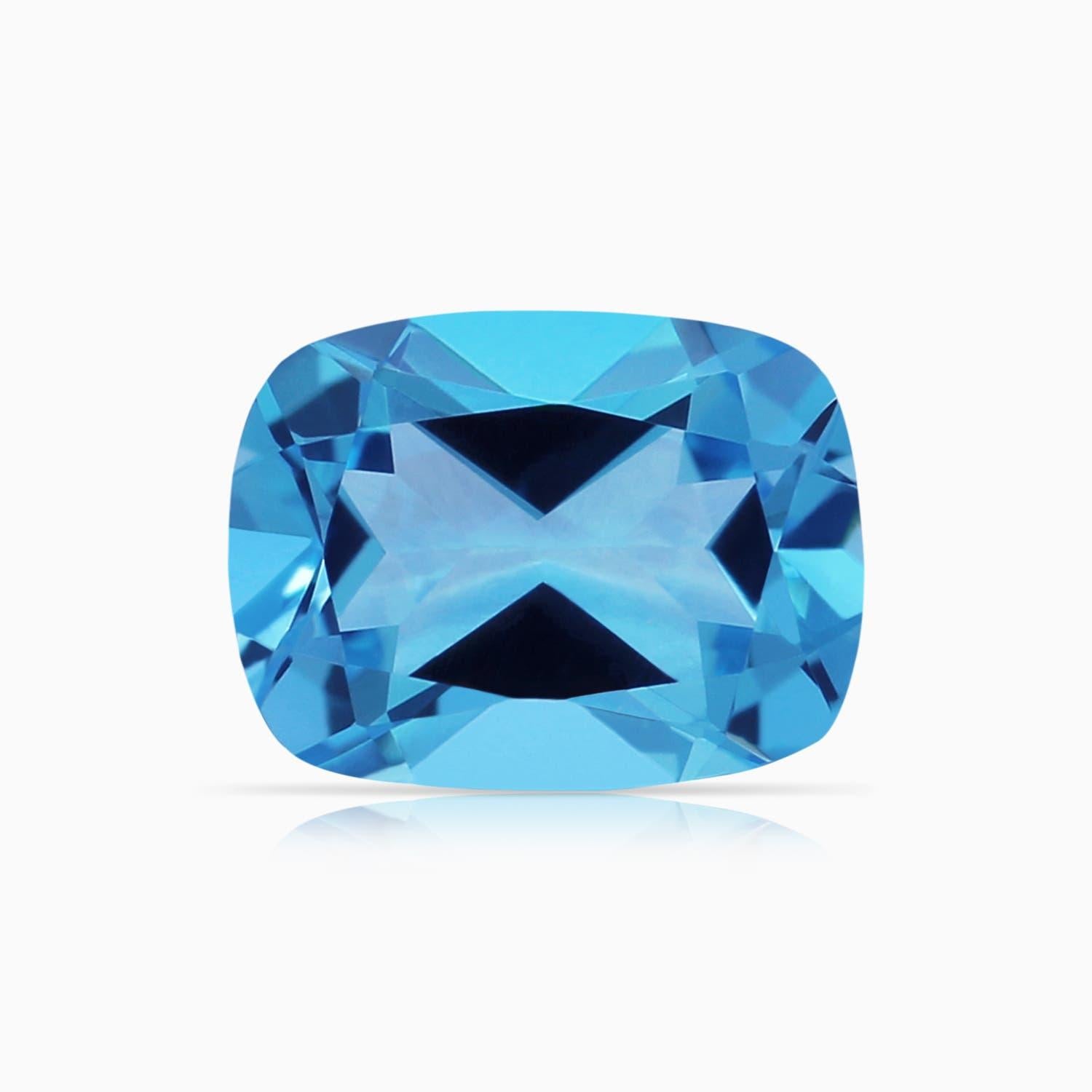 Anello Angara Nature certificato GIA a cuscino da 1,63 carati con Topazio Blu Svizzero in oro 14K in vendita 1