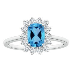 Angara Anillo de oro de 14 quilates con topacio azul suizo de 1,63 quilates, natural y certificado por el GIA